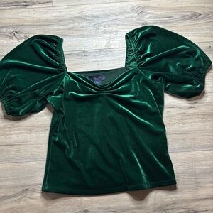 Rachel Green Velvet Puff Sleeve Blouse